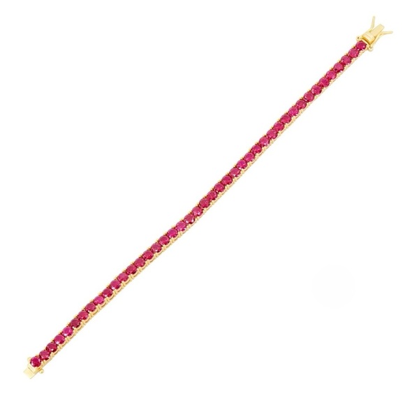 Freida Rothman Midnight Tri-Tone Twilight 14K Gold Tennis Bracelet Ruby Red - Picture 13 of 14
